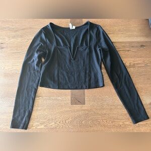 ASOS V Neck Black Long Sleeve crop Top
